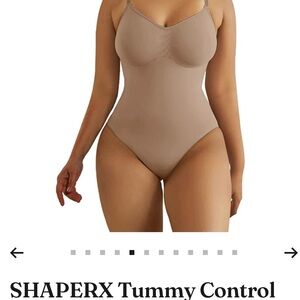 SHAPERX Women's Seamless Tummy Control Bodysuit - Tan